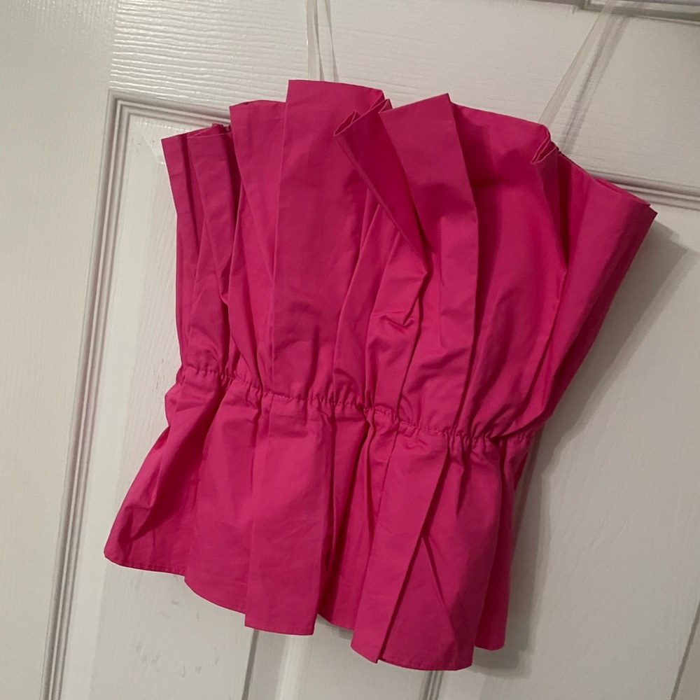 Pink strapless ruffle top worn twice
